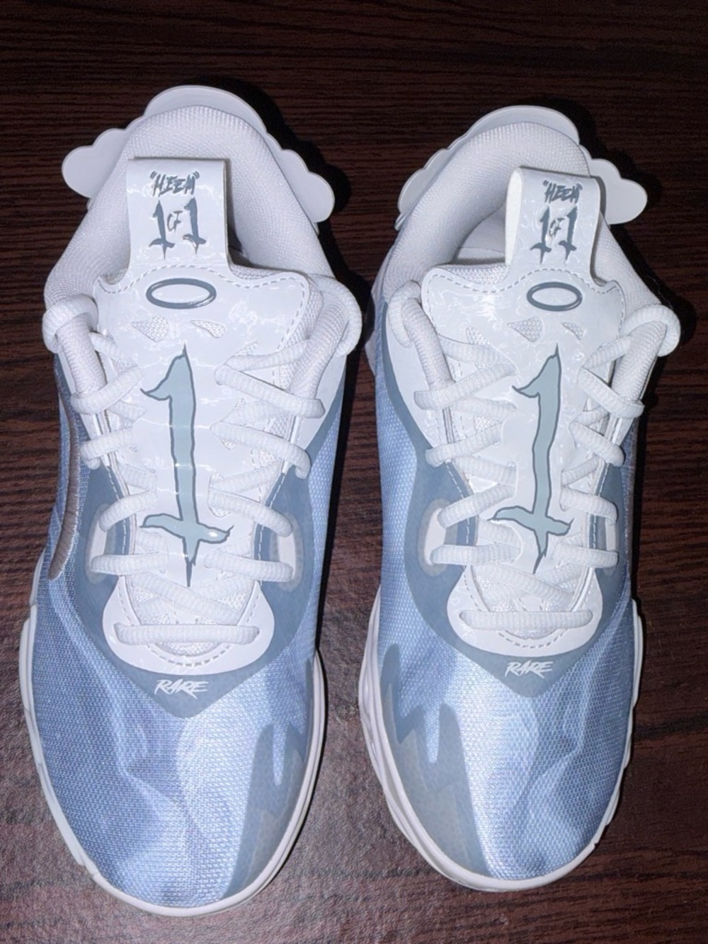 Puma Kids White and Light Blue Athletic Sneakers